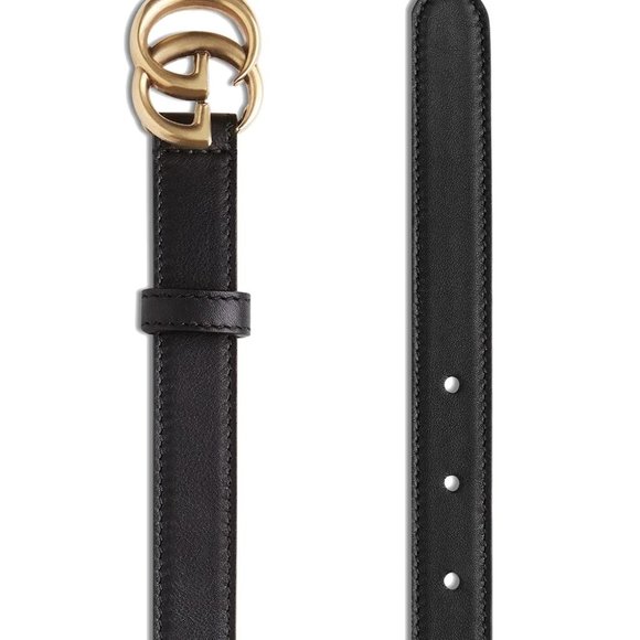 Gucci Slim/Thin Leather belt with Double G buckle